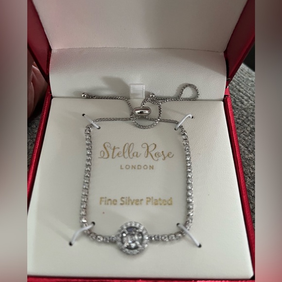 Women’s Stella Rose silver plated adjustable slide bracelet with crystals NIB - Picture 1 of 11